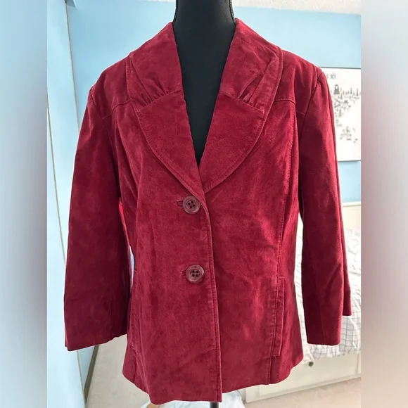 Guillaume burgundy suede jacket, medium - Picture 2 of 14